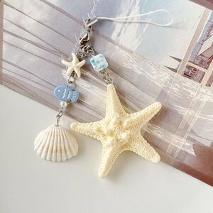 Starfish and Seashell Charm Keychain